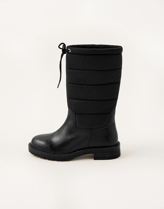 Quilted Leather Boots, Black (BLACK), large