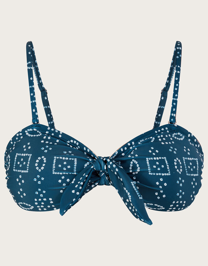 Batik Dye Bikini Top with Recycled Polyester, Blue (NAVY), large