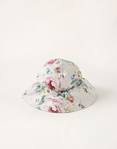 Baby Floral Rose Print Hat Pink, Pink (PINK), large