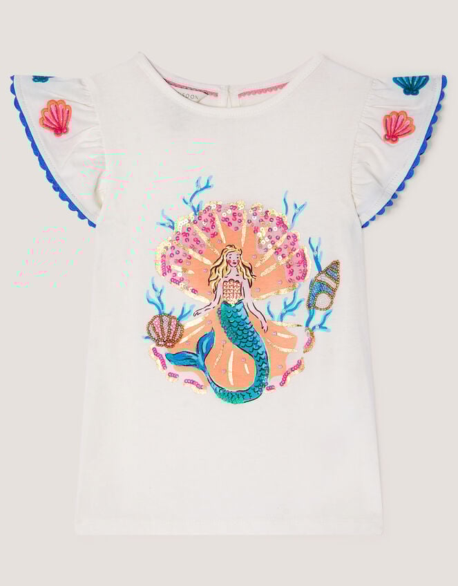 Mermaid Beaded T-Shirt, Ivory (IVORY), large