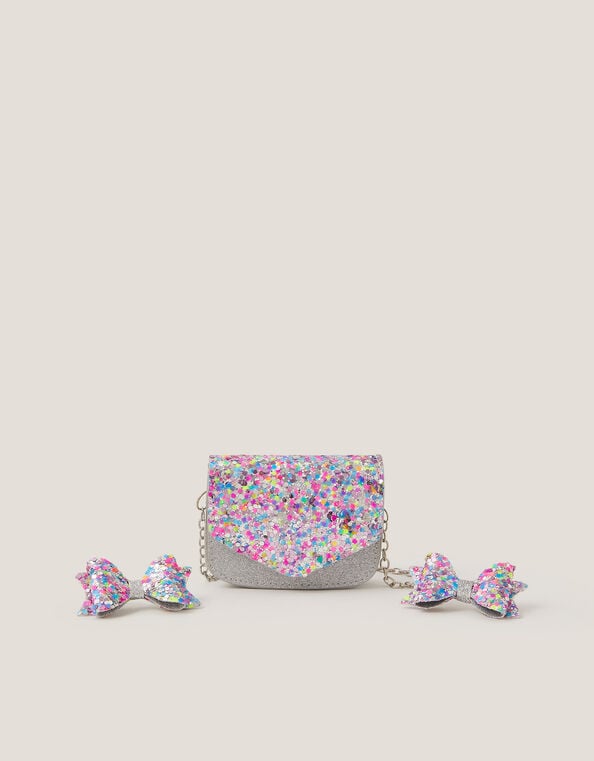 Confetti Glitter Bag & Hair Clips Set, , large