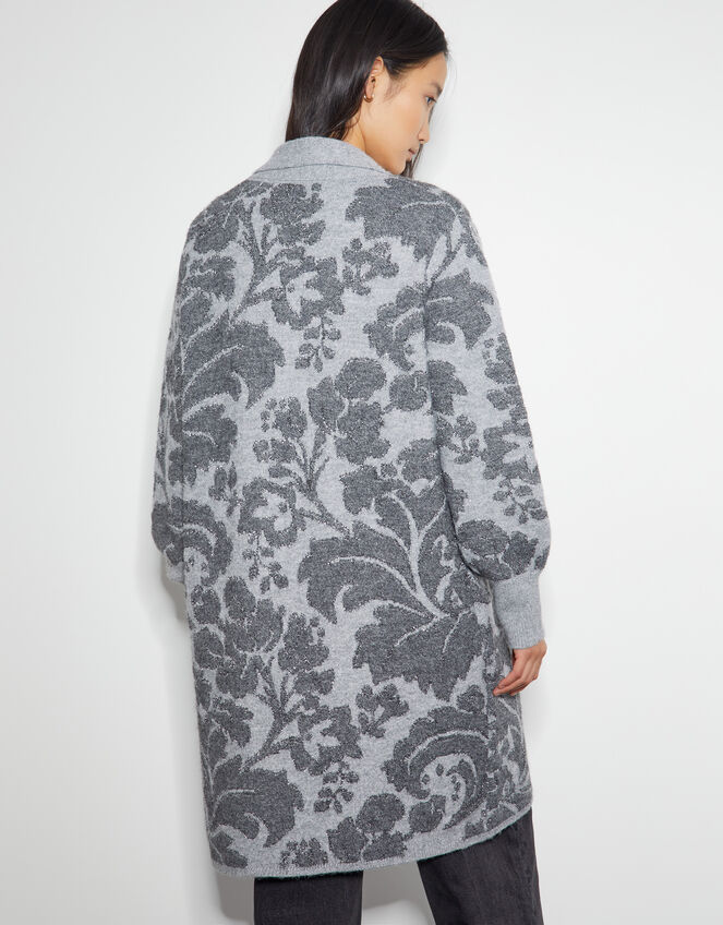 Pip Floral Pattern Coatigan, Grey (CHARCOAL), large