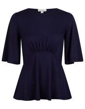 Dolly Flute Sleeve Jersey Top, Blue (NAVY), large