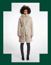 Rino & Pelle Bridget Faux Fur Puffer Coat, Camel (BEIGE), large