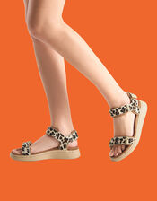 Woden Line Leopard Print Sandals, Leopard (LEOPARD), large