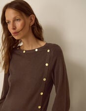 Beryl Button Jumper, Brown (CHOCOLATE), large