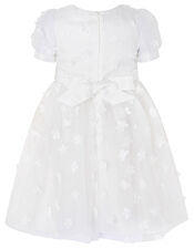 3D Floral Puff Sleeve Dress, Ivory (IVORY), large