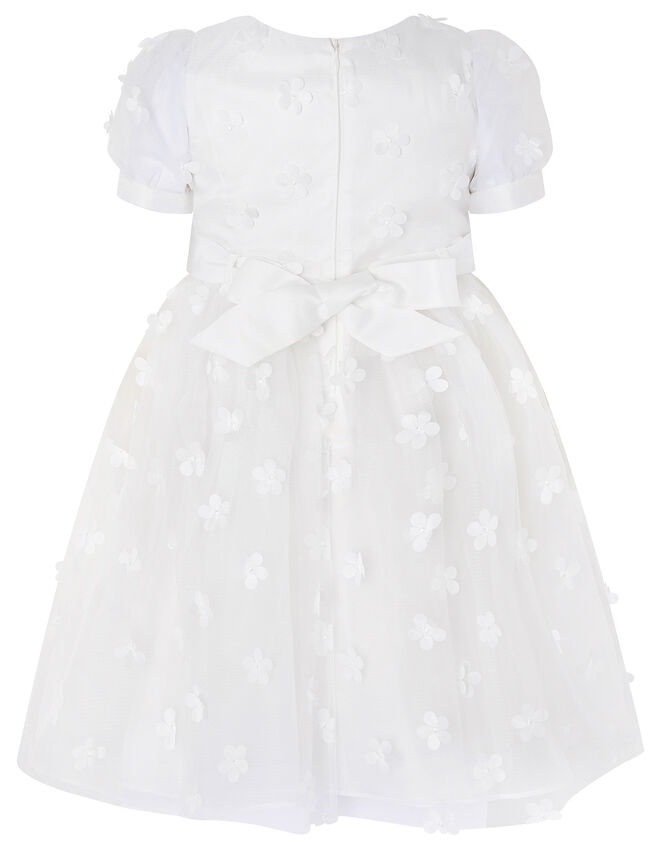 3D Floral Puff Sleeve Dress, Ivory (IVORY), large