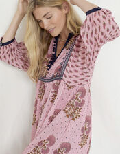 East Dotty Print Embroidered Midi Dress, Pink (PINK), large
