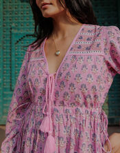 Dilli Grey Fifi Long-Sleeve Floral Midi Dress, Pink (PINK), large