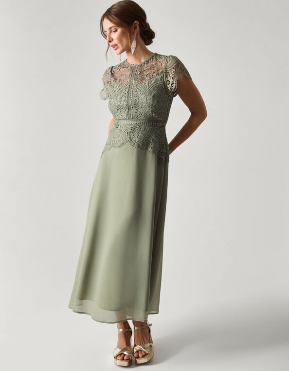 Monica Lace Midi Bridesmaid Dress, Green (PALE GREEN), large