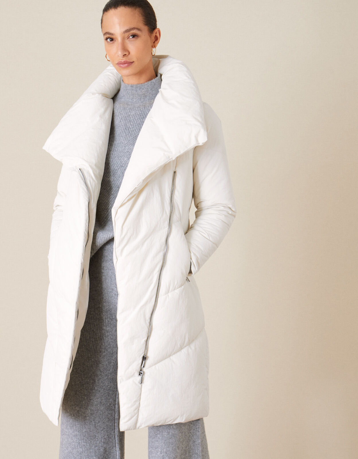 Dhalia Long Padded Coat White | Women's 
