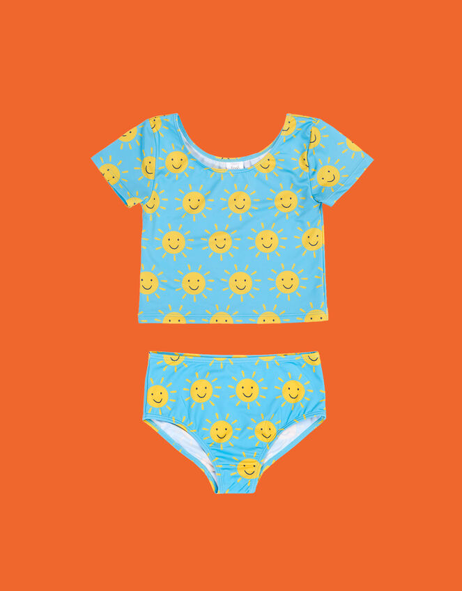 Frugi Talia Sun Print Tankini Swim Set, Blue (BLUE), large