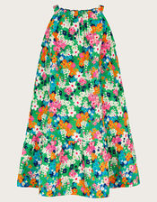 Ditsy Floral Swing Dress, Green (GREEN), large