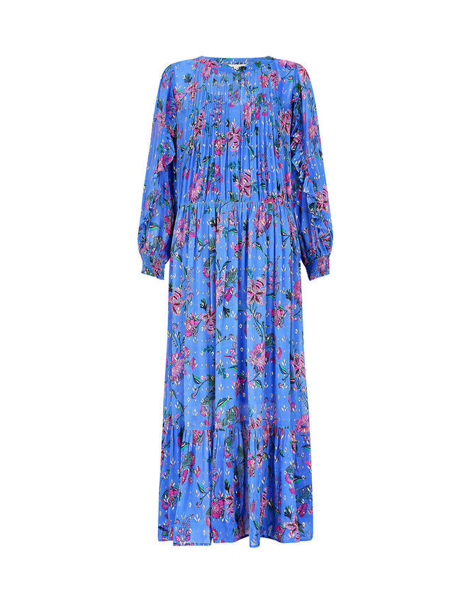 East Harriet Floral Foil Print Dress, Blue (BLUE), large