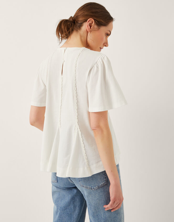 Tate Lace Trim Jersey T-Shirt, White (WHITE), large