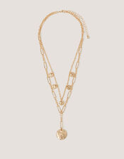 Coin Pendant Layered Necklace, , large