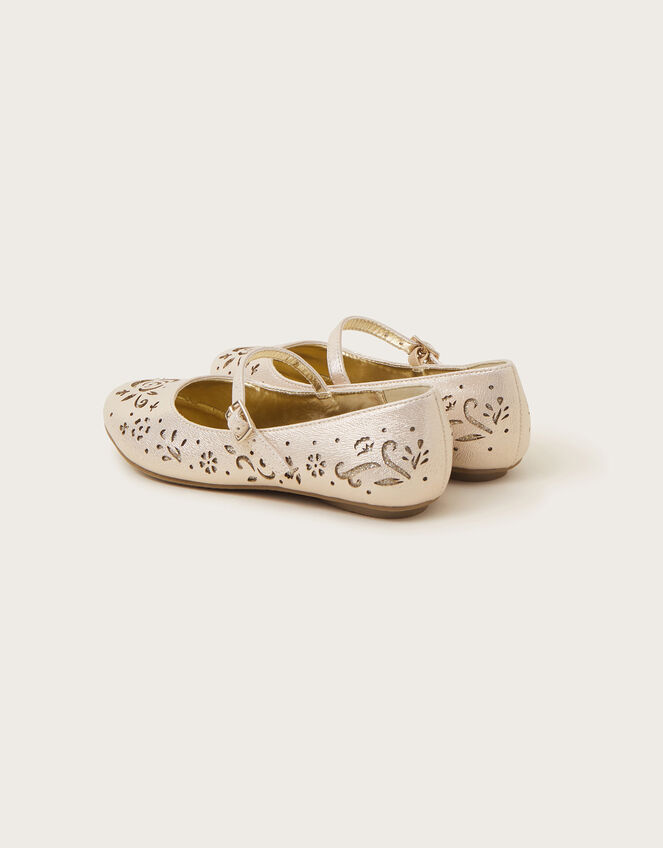 Cutwork Ballet Flats Gold | Girls' Flat Shoes | Monsoon UK.