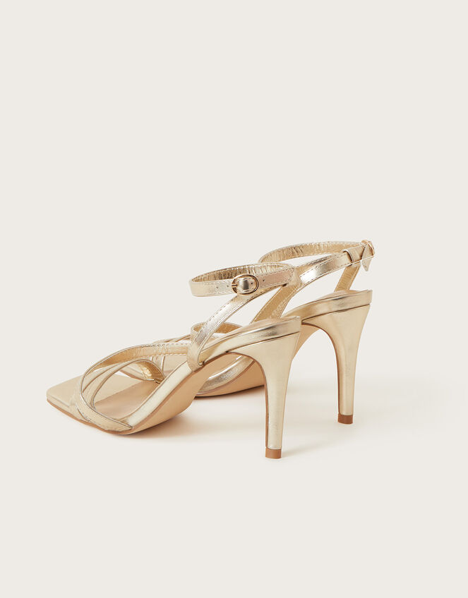 Strappy Square Toe Sandals, Gold (GOLD), large