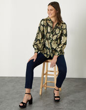 Theodora Metallic Print Blouse, Black (BLACK), large