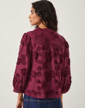 Blair Floral Appliqu&eacute; Blouse, Red (CHERRY), large