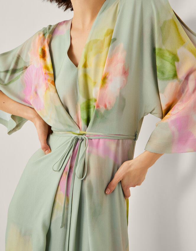 Jane Floral Print Midi Dress, Green (GREEN), large
