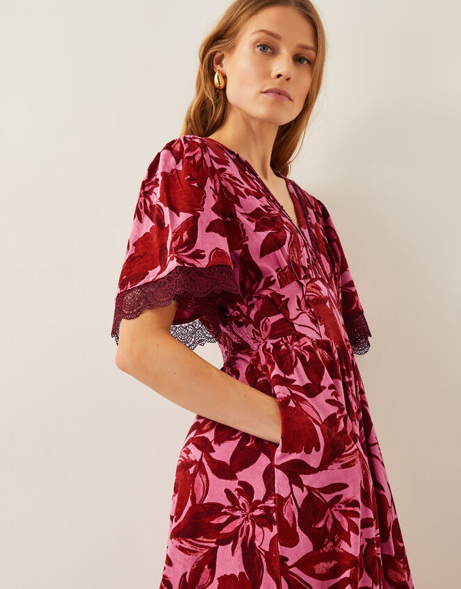 Aimee Floral Print Jersey Midi Dress, Pink (PINK), large