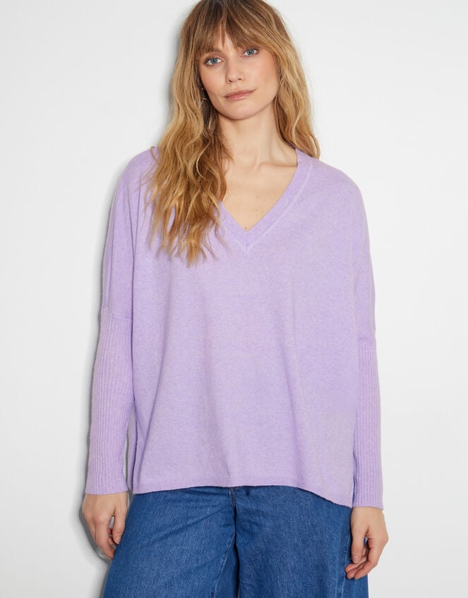 Vicki V-Neck Jumper, Purple (LILAC), large