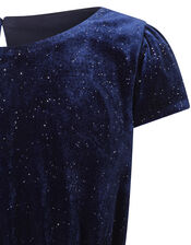 Shimmer Velvet Playsuit, Blue (NAVY), large