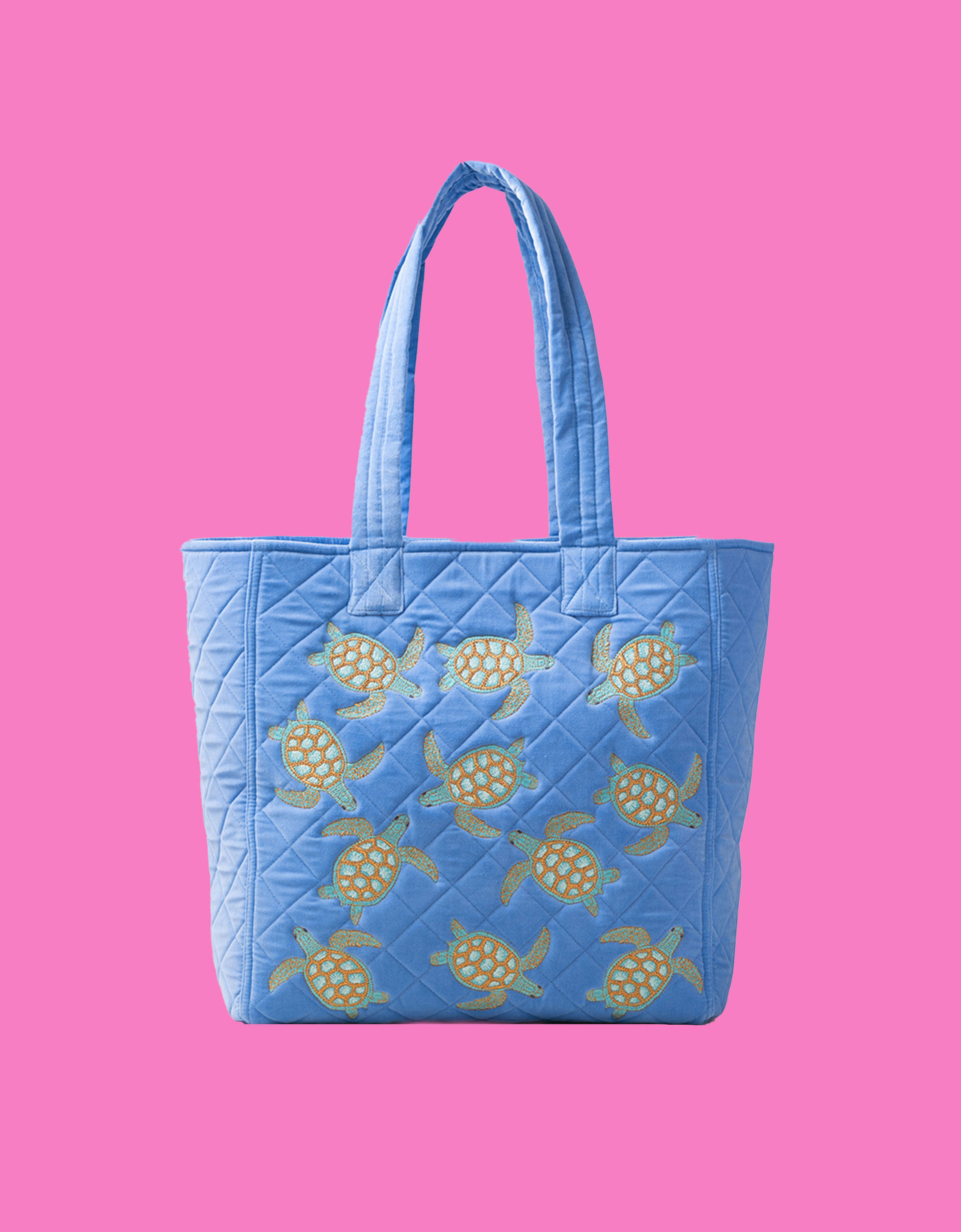 Elizabeth Scarlett Turtle Quilted Velvet Tote Bag