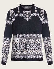 Fabe Fair Isle Jumper, Grey (CHARCOAL), large