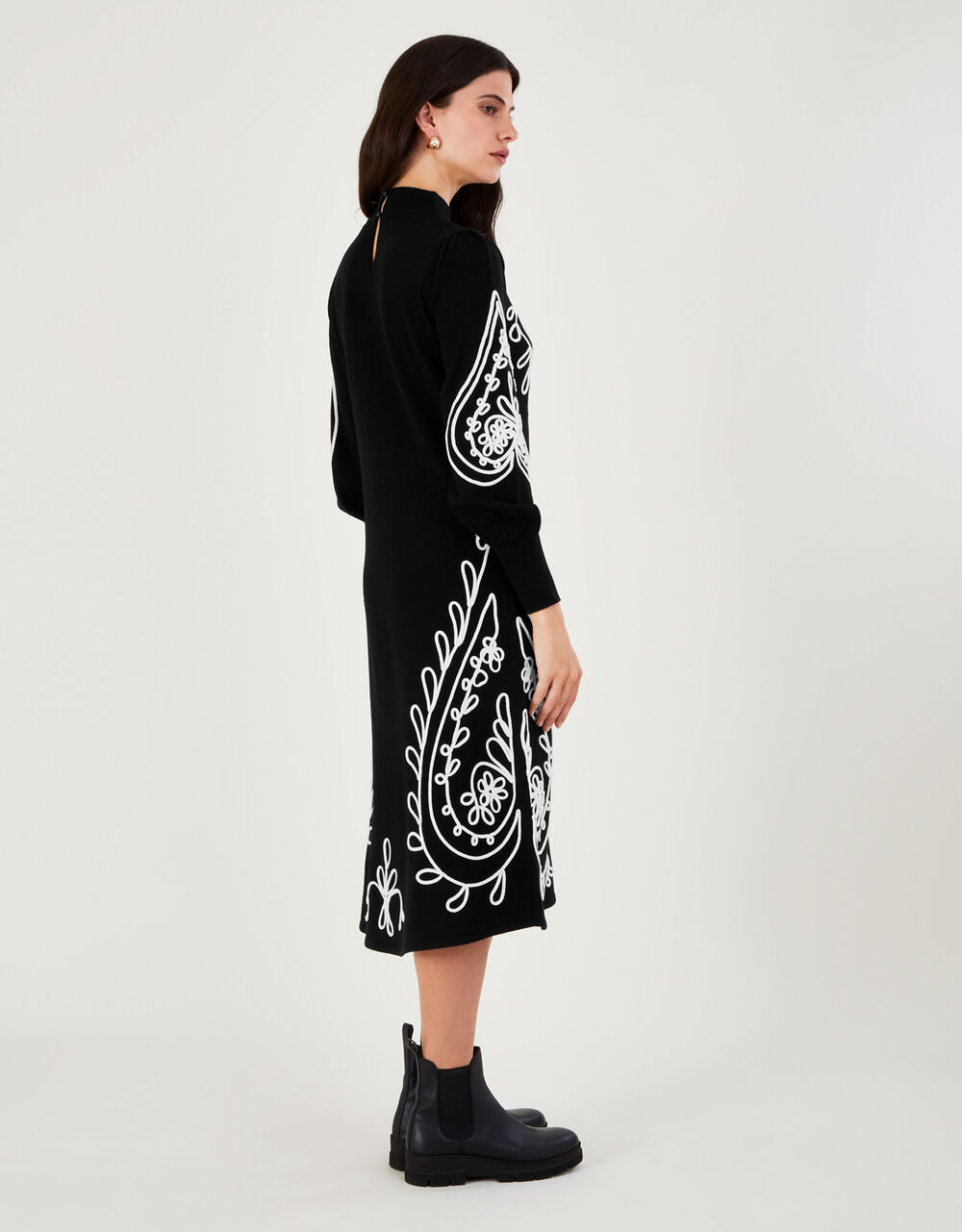 Heart Cornelli Embroidery Knit Dress Black Day Dresses Monsoon UK.
