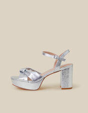 Twist Knot Platform Heels, Silver (SILVER), large