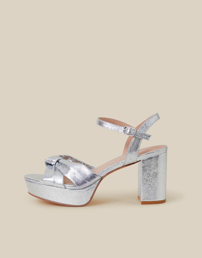 Twist Knot Platform Heels, Silver (SILVER), large