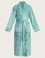 Feather Print Foil Dressing Gown, Teal (TEAL), large