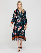 Shanie Floral Midi Dress, Teal (TEAL), large