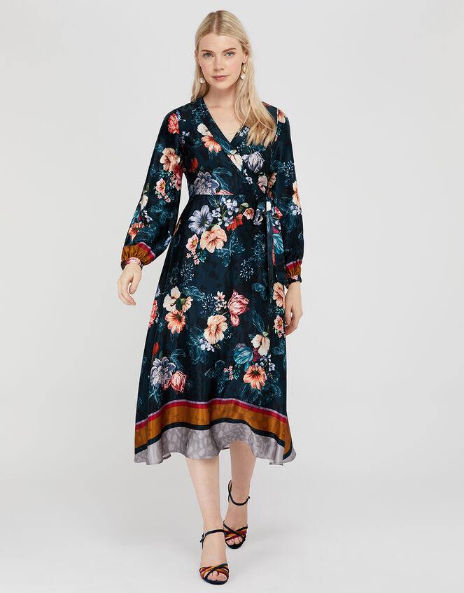 Shanie Floral Midi Dress, Teal (TEAL), large