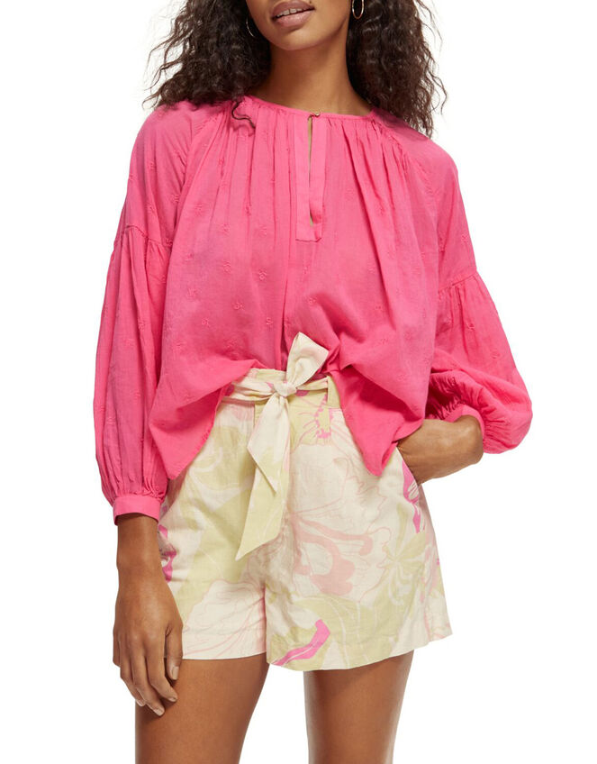 Scotch and Soda Button Neckline Easy Dobby Blouse, Pink (PINK), large