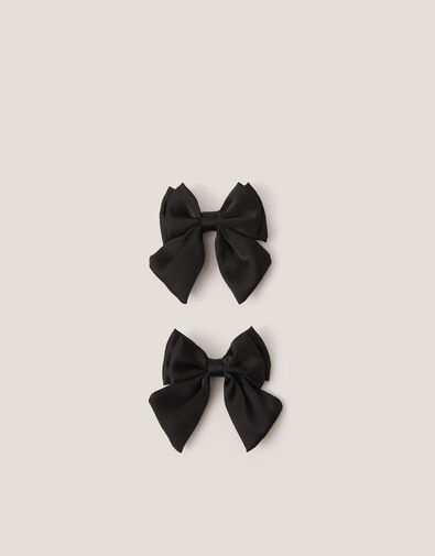 2-Pack School Bow Hair Clips, Black (BLACK), large