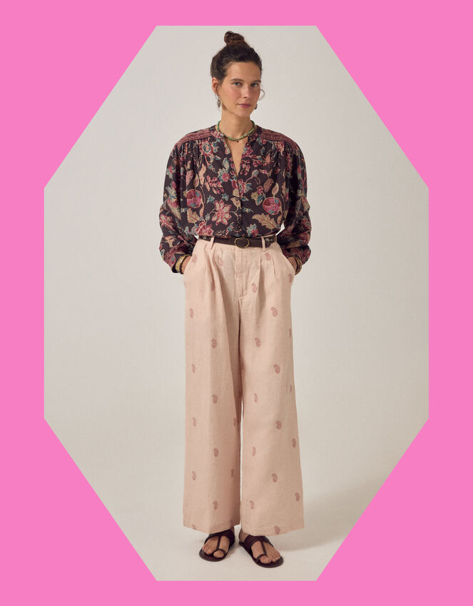 Maison Hotel Luna Paisley Print Blouse, Black (BLACK), large