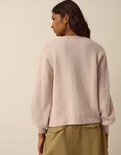 Talitha V-Neck Pointelle Cardigan, Mink (MINK), large