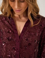 Seema Sequin Shirt, Purple (AUBERGINE), large