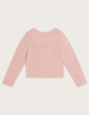 Sequin Fluffy Knit Cardigan, Pink (PINK), large