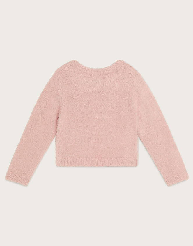 Sequin Fluffy Knit Cardigan, Pink (PINK), large
