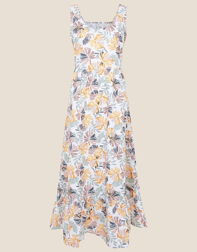 Palm Print Sundress in Linen Blend, Natural (STONE), large