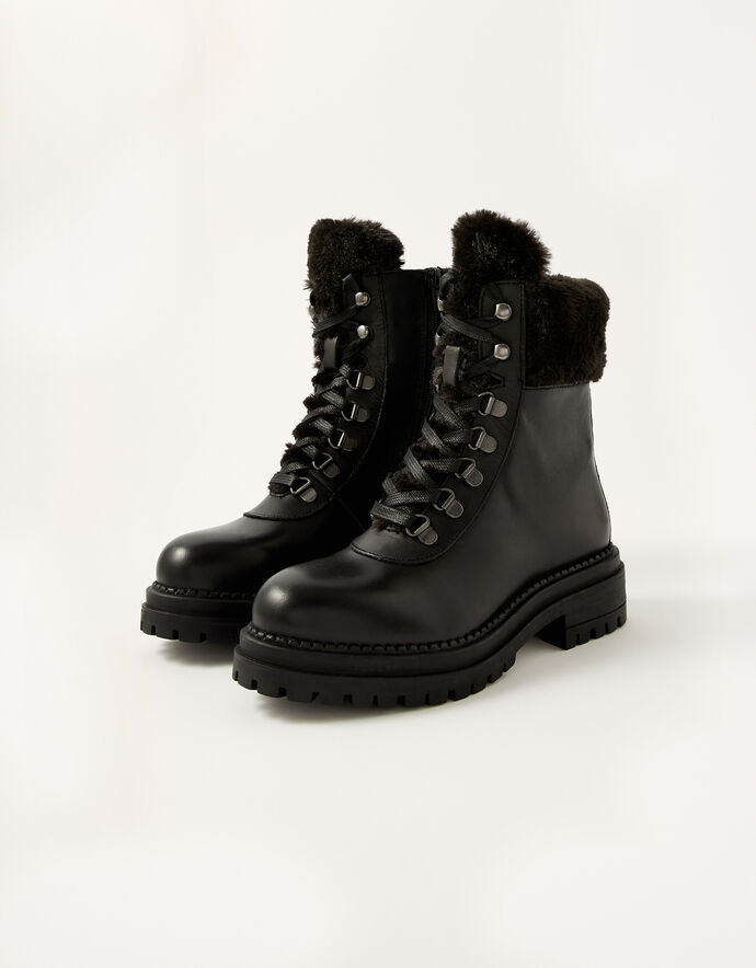 fur trim biker boots