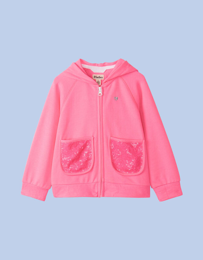 Hatley Neon Raglan Hoodie, Pink (PINK), large