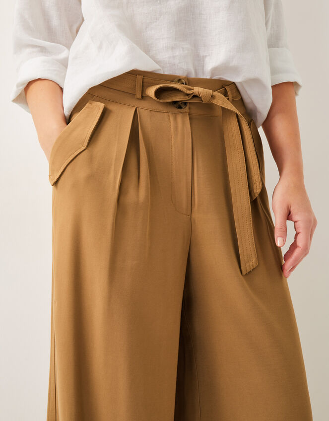 Nina Wide Leg Trousers, Brown (TOBACCO), large