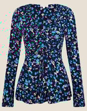 Animal Print Jersey Top, Blue (NAVY), large