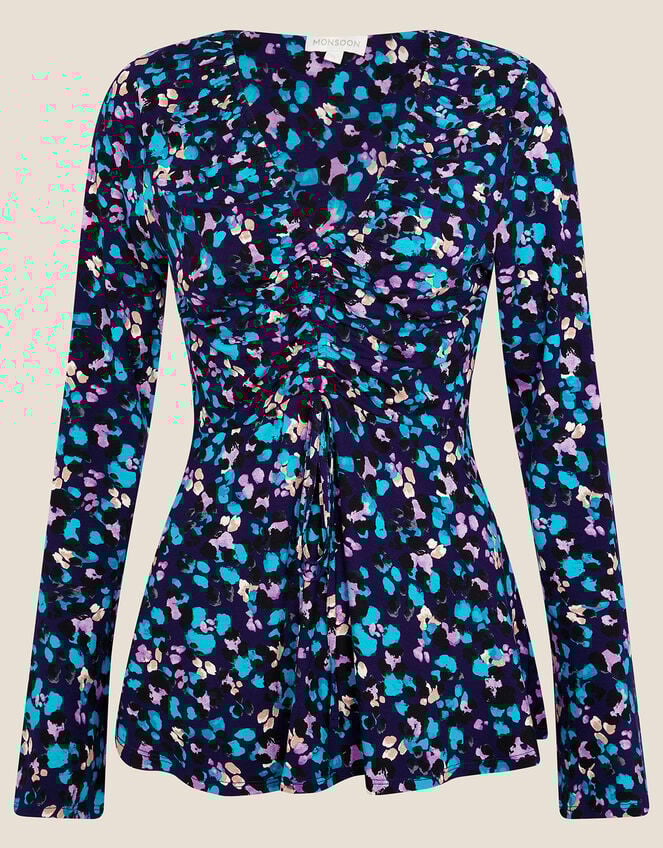 Animal Print Jersey Top, Blue (NAVY), large